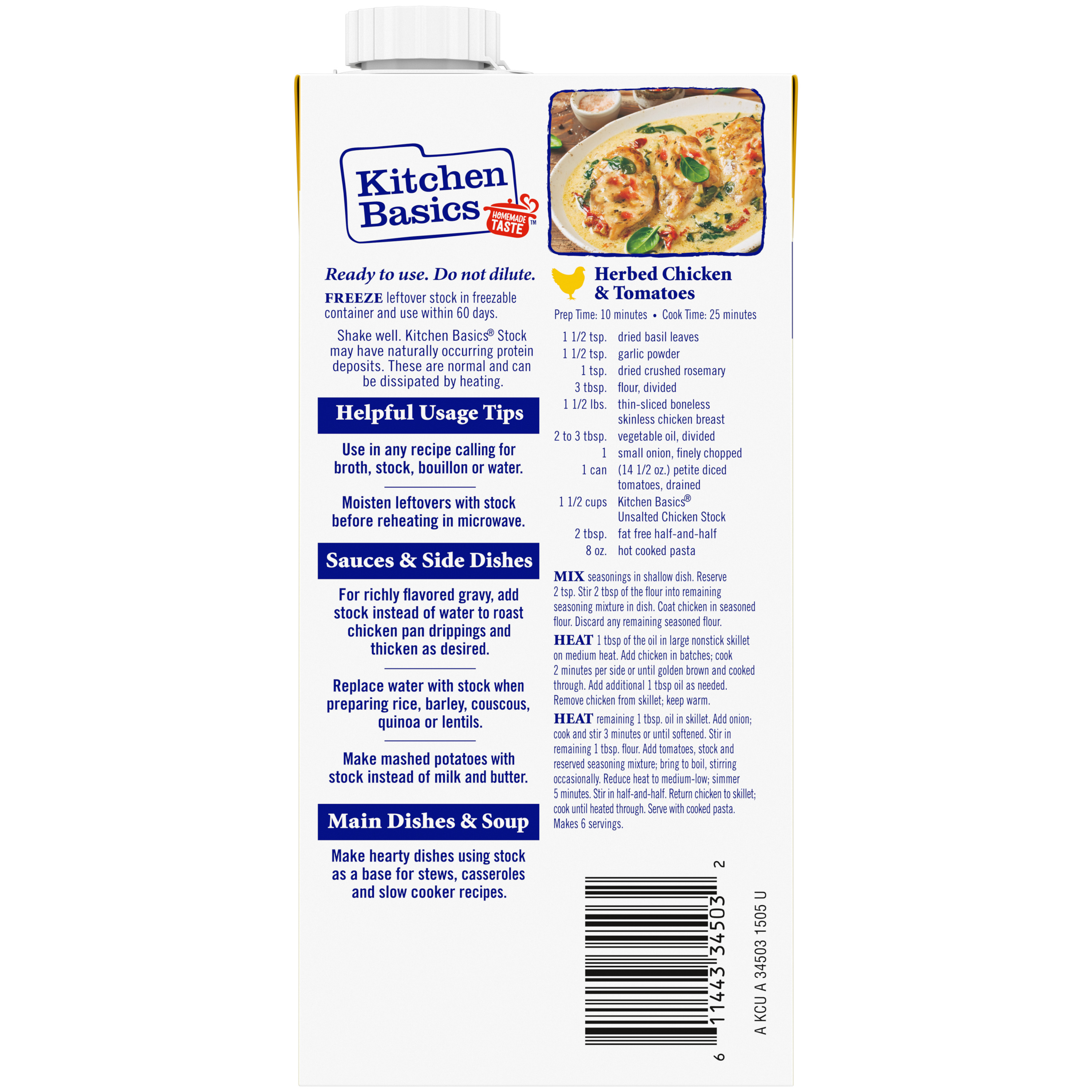 Unsalted Chicken Stock Package Back Panel
