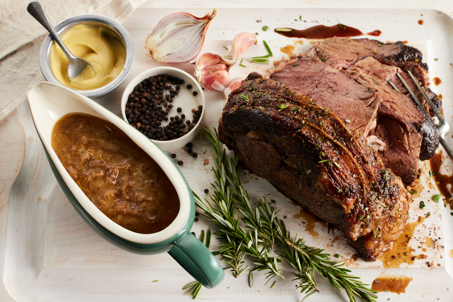 Rosemary Pepper Ribeye Roast Au Jus Recipe | Kitchen Basics